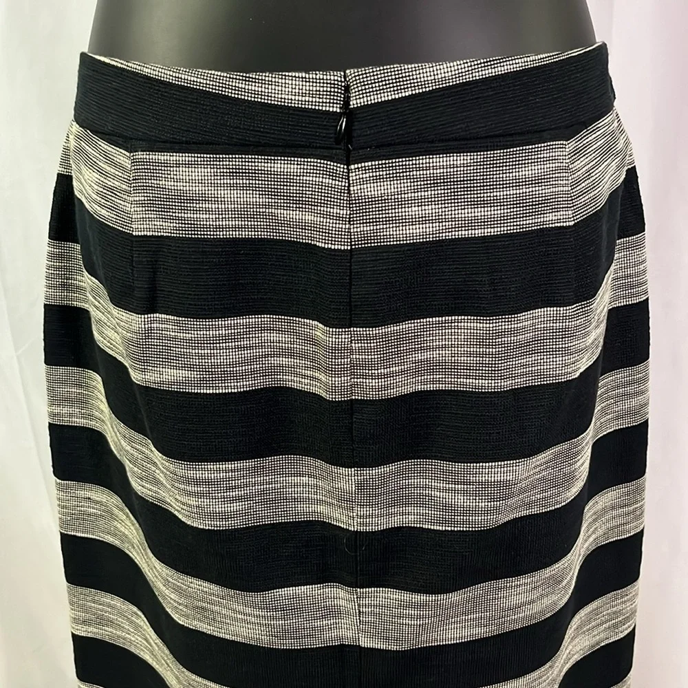 J. Crew Factory Black & Cream Striped Pencil Skirt